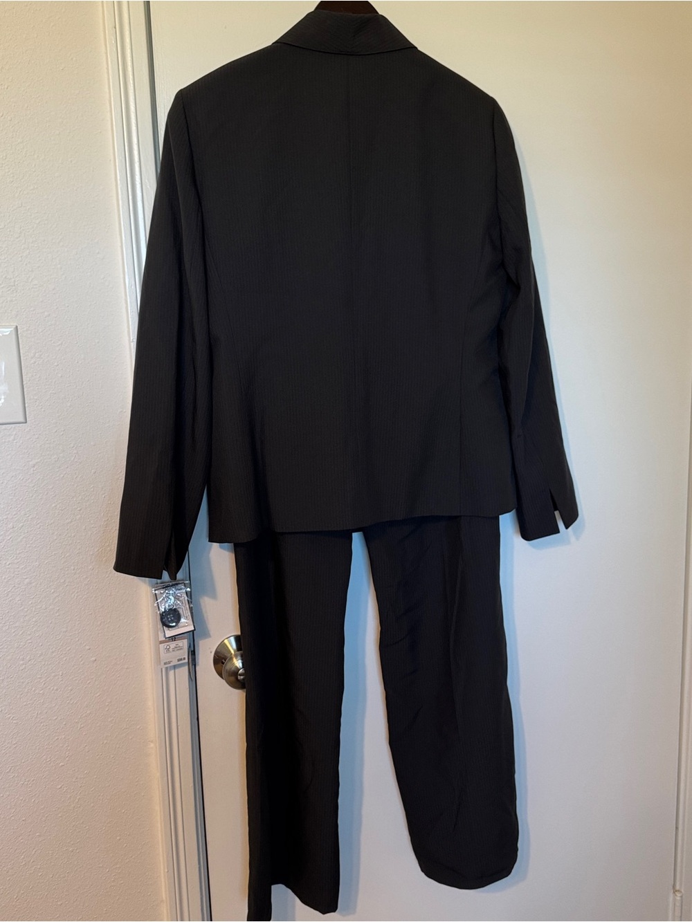 Women's Black Pinstripe Shawl Collar Suit Jacket & Pants - Picture 2 of 10